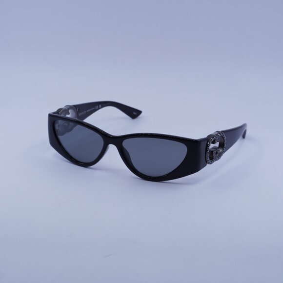 Gucci GG1824S 004 Sunglasses Black/Black Stone Cat Eye Frame, Grey Mirror Lenses main image 11